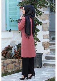 Resim Raika Moda Lazer Kesim Detaylı Büyük Beden Tesettür Takım Kiremit 