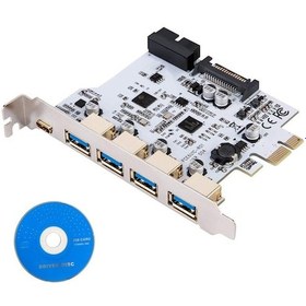 Resim 5085 Pci-e Express To Usb 3.0 Type C Hub 5 Port Çoklayıcı Kart 