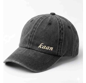 Resim Tesbihane Unisex Beyzbol Şapkası - Isme Özel Nakışlı - Premium Canvas Kumaş - Füme Renk - Metal Tokalı 