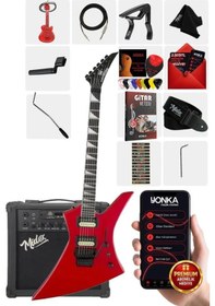 Resim Maxword Dg-34rd-25amp Kelly Kasa Floyde Rose 2x Zebra Hh Manyetik 25w Amfili Elektro Gitar 