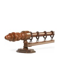 Resim Twins Decorative Ahşap İşlemeli Demonte Başlıklı Ceviz Tek Raylı Rustik Perde Askısı - 100 CM 