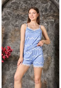 Resim Nisanca Yazlık Şortlu Askılı Kadın Pijama Takımı mavi 