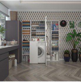 Resim Kenzlife Çamaşır Makinesi Dolabı Kasparovmegamdf Byz 180 156 55-20 % 100 Mdf Full Mdf Banyo Arkalıksız Çok Renkli 