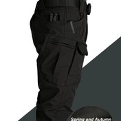Resim Erkek Taktiksel Kargo Pantolonları - Bahar ve Sonbahar Hafif Kabuk Kumaşı, Çoklu Cep, Ayarlanabilir Bel, Yürüyüş, Eğitim, Dış Mekan Aktiviteleri İçin Düzenli Kesim, Yürüyüş Pantolonları, Askeri Tarz Pantolonlar, Dayanıklı Kumaş Pantolonlar 