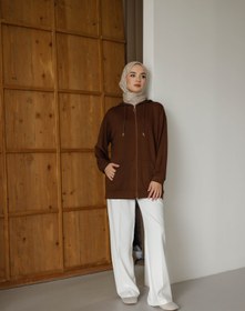 Resim MOONSC Kadın Kapüşonlu Ve Cepli Tesettür Sweatshirt - Hırka 