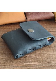 Resim Sumerian Leather Craft Minimalist Deri Kartlık Siyah 