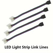 Resim 4 Adet 4 Pinli RGB Dişi LED Şerit Lehim Yok Bağlantı Klipsi Kablosu, 3528 5050 RGB LED Şeridi için Uzatma Kablo 