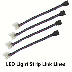 Resim 4 Adet 4 Pinli RGB Dişi LED Şerit Lehim Yok Bağlantı Klipsi Kablosu, 3528 5050 RGB LED Şeridi için Uzatma Kablo 