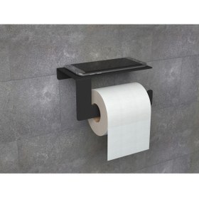 Resim kraker Metal Mat Siyah Telefon Raflı Tuvalet Kağıtlık 