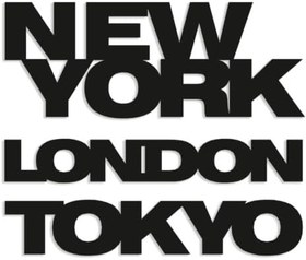 Resim NR Dizayn (14) New York,Tokyo, London Dekoratif Metal Tablo 49 X 17.5 