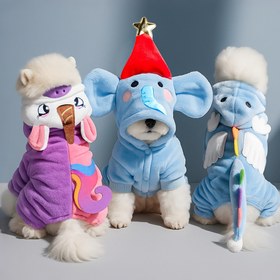 Resim Küçük Köpek Kostümü Gökkuşağı Unicorn & Denizkızı Dönüşüm Kıyafeti - Pomeranian, Chihuahua, Shih Tzu için Çıtçıtlı Elbise - Partiler, Fotoğraf Çekimleri için Gökkuşağı Kuyruğu & Boynuz Aksesuarlı Yumuşak Nefes Alabilir Evcil Hayvan Kıyafeti 