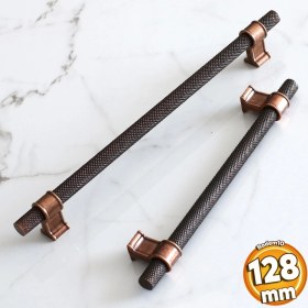 Resim Badem10 Hisar Antik Bakır Metal Kulp 128 Mm-12.8 cm Mobilya Çekmece Mutfak Dolabı Dolap Kulpları 
