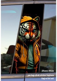 Resim Rapçi Kaplan Panter Sticker Yan Kapı Direk Kaplama 2li Sol Sağ Takım Yapıştırma 
