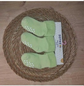 Resim Defne Baby 3 Çift Havlu Pamuklu Kaydırmaz Taban Kışlık Kız Çocuk Ve Bebek Soket Çorap-807 Yeşil 
