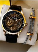 Resim Reward İtalyan Bileklik Hediyeli Deri Kordon Otomatik Mekanizma 5 Atm Erkek Kol Saati W.142270.2 Sarı 