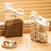 Resim 1 adet 2000ml/2800ml Evcil Hayvan Maması Saklama Kabı Ölçekli - Hava Geçirmez Kuru Maması Kutusu Ölçü Kabı ve Saplı - Nem Geçirmez Köpek ve Kedi Maması Dağıtıcısı Kolay Besleme İçin 