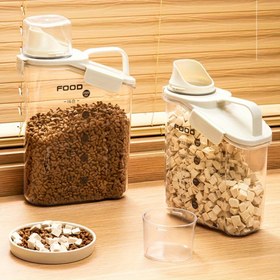 Resim 1 adet 2000ml/2800ml Evcil Hayvan Maması Saklama Kabı Ölçekli - Hava Geçirmez Kuru Maması Kutusu Ölçü Kabı ve Saplı - Nem Geçirmez Köpek ve Kedi Maması Dağıtıcısı Kolay Besleme İçin 