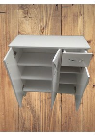 Resim Ayakkabılık Çok Amaç Model Parlak Beyaz Hard suntalem Demonte 5raf 1çekmece El Yapım Beyaz 