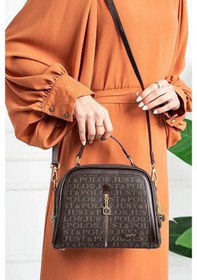 Resim Just Polo Kadın Çok Bölmeli Ayarlanabilir Askılı Lüks El Ve Omuz Çantası Shoulder Bag Kahverengi 