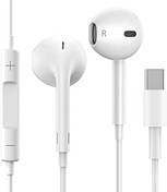 Resim USB C Tipi iPhone Kulaklıklar Kablolu USB C Kulaklık Dahili Mikrofon ve Ses Kontrolü Kulaklık Kulaklıkları iPhone 15/15 Pro, Galaxy S23/S22/S21/S20 Ultra, Pixel 7/6/5, Android Serisi ile Uyumlu 