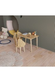 Resim Fahrettin Küçük Montessori Çocuk Masası Oyun Masası Fil Kulaklı Aktivite Masası Çalışma Masası 2 Adet Sandalyeli 