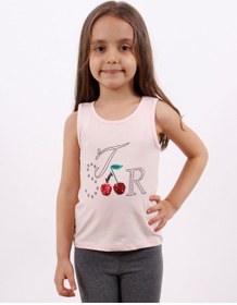Resim Toontoy Kids Kız Çocuk Kiraz Nakışlı Atlet Pudra 