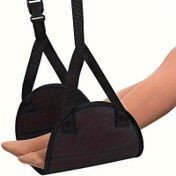 Resim Ultra-Rahat Uçak Ayak Hamak - Ayarlanabilir, Taşınabilir & Yumuşak Polyester Seyahat Dinlenme için Uçuşlar, Trenler & Ofis Kullanımı - Kompakt Tasarım, Siyah 