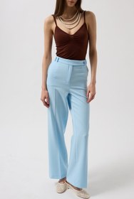 Resim Bel Kemerli Pantolon - Bebe Mavi / 38 