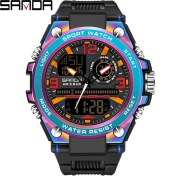 Resim Hanyang Mavi Senfoni 6024 Sanda Üst Marka Yeni Erkek Saatleri 5ATM Su Geçirmez Spor Askeri Kol Saati Kuvars Izle Erkekler Için Saat Relogio Masculino 6024 (Yurt Dışından) 