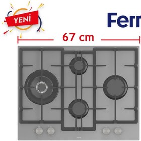 Resim Ferre Ed078 - 67 Cm Döküm Izg.önden Düğme Gri Cam Ocak 