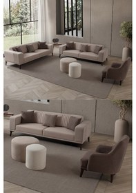 Resim Regnar 3+3+1 Koltuk Takımı Sütlü Kahve + Kahverengi Sütlü Kahve + Kahverengi 