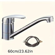 Resim Xuweiwei 23.62 Inch Su Giriş Borulu Gümüş Sıcak Soğuk Musluk - 360 Döner Başlıklı Tek Delikli Ankastre Mutfak Bataryası 