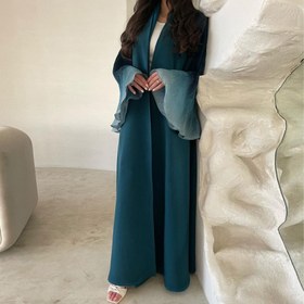 Resim Zarif Yeşil Abaya, Kıvrımlı Kollu - Kadınlar İçin Şık Uzun Kollu Şal, Tüm Mevsimler İçin Moda, Normal Beden, Kemer Yok, Ekstra Uzun Boy, Moda Kapak|Kıvrımlı Kollu Tasarım|Draped Yaka, Abaya 