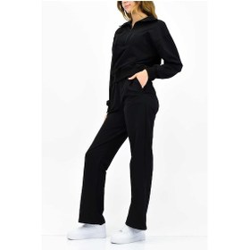 Resim Fermuarlı Dik Yaka Eşofman Takımı Siyah Siyah 