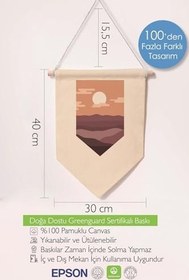 Resim Postifull Çocuk Odası Dekor, Duvar Süsü, Ahşap Bebek Odası Dekor, Canvas Flama, Gün Batımı - Boho;70 X 100 Renkli - 9 