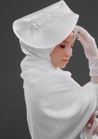 Resim Vintage Çiçek Detaylı Şapka - Özel Tasarım Nikah & Davet Aksesuarı - Bordo 