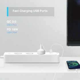 Resim TP-Link Tapo P300 | 3’lü Wi-Fi Akıllı Priz | 18W Hızlı Şarj | Uzaktan Kontrol | Alexa | Google Home | Apple HomeKit Uyumlu | 1.5m Kablo | Kolay Kurulum 