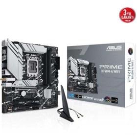 Resim ASUS Prıme B760m-a Wıfı-6e Ddr5 Hdmı Dp Pcıe 16x V4.0 1700p Matx 