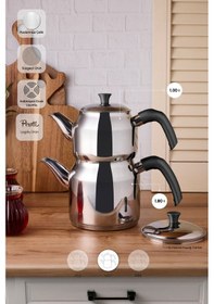 Resim Perotti Tahtakale Soft İndüksiyon Tabanlı Midi Çelik Çaydanlık Takımı 1.00lt - 1.80lt Grı Gri 