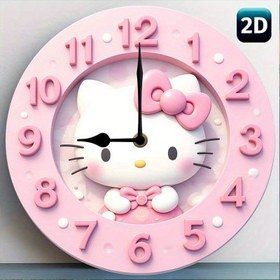 Resim 1 adet Sanrio for hello kitty için Duvar Saati - 2D Düz, Pembe Yuvarlak Ahşap Saat, Beyaz Rakamlarla Sevimli Asılı Modern Dekor, Ev ve Mutfak için, Pil ile Çalışır (AA Pil Dahil Değildir), Ev Dekoru Saati | Eğlenceli Tasarım | Ahşap Saat, Duvar Saati Oturma Odası 