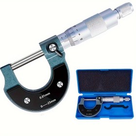 Resim Profesyonel Hassas Mikrometre 0-25mm/0.01mm - Tungsten Karbür Çelik, Kaymaz Tutuşlu Ratchet Durak & Kilit Somunu ile Makinistler İçin 