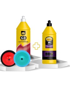 Resim Farecla Başlangıç Seti - G3 Pasta 1 Lt - G3 Cila 1 Lt - Aplikaörlü Süngerler Kampanya - 