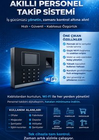 Resim LinaS Kablosuz Kartlı Parmak izi Şifreli Personel Takip Cihazı-maaş Programı-(10 KART HEDİYELİ) 