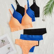 Resim 3 Adet Nedensel İç Çamaşırı Seti, Düz Ribana Kablosuz Toparlayıcı Bralet Sütyen ve Külot, Kadın İç Çamaşırı ve İç Giyim 