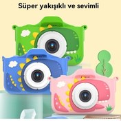 Resim Gebibd Çocuk Mini Kamera X13s-t-rex Yeşil Hd Çift Kamera, Çocuklar İçin Harika İpucu 
