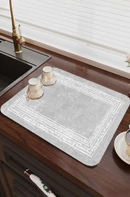 Resim Yıkanabilir Bulasik Kurutma Mati Kurulama Bezi Kurutma Örtüsü Tezgah Üstü Bulaşıklık 40X50 Cm, Gri-5 