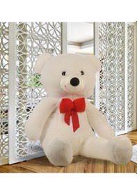 Resim Sole Yeni Yıla Özel:elinde Baskılı Kalbi İle Papyonlu Peluş Ayı-140 Cm Beyaz 