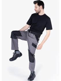 Resim Dizlik Takviyeli İş Pantolonu Gri - Siyah 