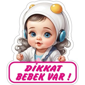 Resim Altınuç Art Design 3 Adet 17X20 cm Dikkat Bebek Var V3 Sticker Laptop Kask Araba Motor Sticker 