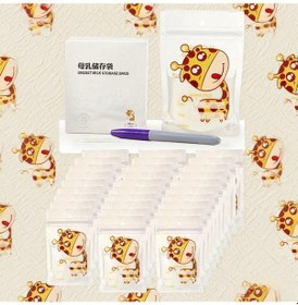 Resim Hangfox Anne Sütü Saklama Çantısı 150ml - 30 Adet, Çift Fermuar Leakproof, Ölçekli, Etiket Ve Kalem İçeren Pe+pet Malzeme 